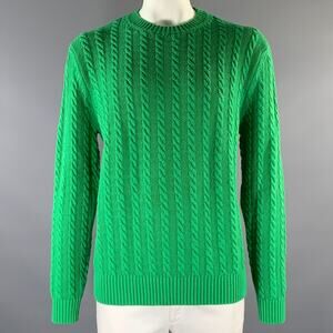 FURSAC Size XL Green Knit Wool Blend Cable Knit Sweater